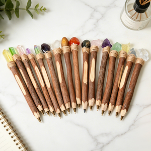 ปากกาไม้หินคริสตัลดีไซน์ใหม่สไตล์เรโทร DIY สร้างสรรค์ ขายส่ง - Product Image 1