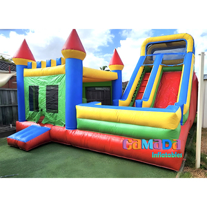 <span class=keywords><strong>Castillo</strong></span> Inflable Comercial de Diseño Moderno, Directo de Fábrica, Rojo y Azul, Combinación de Tobogán Acuático y Piscina, en Venta - Product Image 1