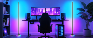 Lámpara de pie con emisión de luz desde abajo y cambio de color, con control inteligente, iluminación premium para esquinas de dormitorios y sonido ambiental. - Product Image 6