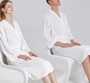 Peignoir en tissu éponge transfrontalier - Vêtement de détente unisexe confortable, peignoir <span class=keywords><strong>pour</strong></span> couples avec logo personnalisé, style fin <span class=keywords><strong>pour</strong></span> hôtels et chambres d'hôtes - Product Image 2