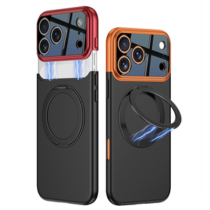 Coque de téléphone magnétique ultra-fine Ckk pour iPhone 17 Pro Max, antichoc et support rotatif, compatible charge sans fil, protection de l'objectif de l'appareil photo, en PC - Product Image 1