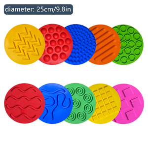 10 grands + 10 petits tapis de jeu en silicone pour exercices sensoriels précoces pour les jeunes, carreaux de sol sensoriels texturés assortis - Product Image 2