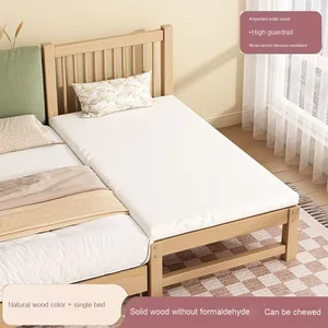 Modern <strong>Designed</strong> Large Kids' Bed with Seamless Side Guardrails Solid Wood Widened Spliced <strong>Crib</strong> for Living Room or Park Use - Product Image 6