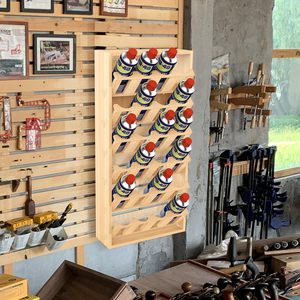 Wood Shelf Case Organizer 6 Tier 24 Can Spray Paint Wall Mount Bamboo Storage Holder Rack Lube Holder Organization Storage Rack - Product Image 5