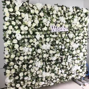 SPR 3D Ngà Trắng Hoa Mẫu Đơn Rose Flower Wall Panels Wedding Dịp Backdrop Bảng Runner Nhân Tạo Hoa