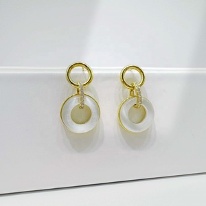 custom plata 925 sterling silver korean vintage earring fashion bulk elegant summer 14k gold plated gemstone earrings for women - Product Image 3