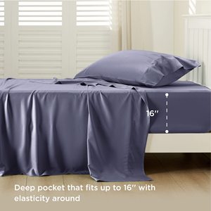 100% Bamboo Bed <strong>Sheet</strong> <strong>Set</strong> Flat <strong>Sheet</strong> Fitted <strong>Sheet</strong> <strong>Set</strong> Solid Color Smooth Soft Bedding <strong>Set</strong> Grey Color - Product Image 3