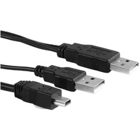 Kabel Data Tembaga Bebas Oksigen USB 2.0 Dual-USB-ke-Mini-5-Pin dengan Konektor T-Type untuk Hard Drive, Pemutar MP3 & Ponsel