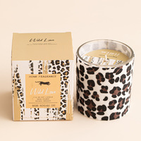 Bougie parfumée de luxe faite à la main, contenant en verre à imprimé léopard, bougie en cire de soja, décoration d'intérieur, bougie parfumée
