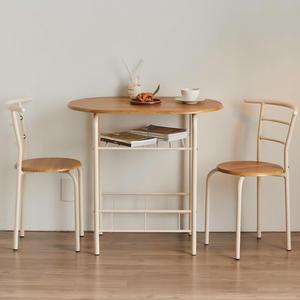 Table à manger en bois nordique moderne à quatre pieds Table à manger ovale bon marché marron meubles de maison Table à manger noire - Product Image 2