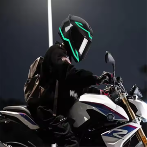 <span class=keywords><strong>Casque</strong></span> de bricolage durable <span class=keywords><strong>bande</strong></span> de LED paire de lumière réfléchissante moto équitation Signal EL produits casques clignotants - Product Image 5