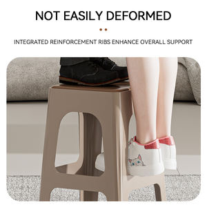 Оптовые продажи: Красивые дизайнерские табуреты из кожи и пластика, современные кухонные стулья для дома, многофункциональные табуреты с кожаной поверхностью и пластиковым основанием. - Product Image 5