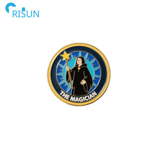 Gros Dark Punk Tarot émail épinglette Logo personnalisé ensemble soleil lune oiseau Lion étoile Justice mort Tarot cartes épingles Badge broche - Product Image 6