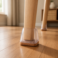Protège-pieds carrés transparents en silicone pour meubles avec patin en feutre, anti-rayures, antidérapants et anti-bruit