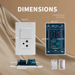 Placa de marco de plástico de PC estándar de EE. UU., interruptores de pared de 1 Banda, interruptor de luz y enchufe de pared Universal tipo Tailandia redondo de 3 polos - Product Image 3