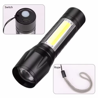 RICHALL Lampe de poche latérale COB en alliage d'aluminium USB Lampe torche zoomable Mini lampes de poche LED et lampes de poche rechargeables