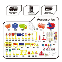 150 piezas YS TOYS Tren Magnético Flexible con Batería de Litio, Juguete de Plástico ABS para Ensamblar, Cubo de Riel de Tren, Edades 2+