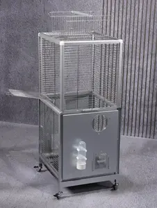 OEM ODM Cages pour perroquets de luxe personnalisées en fil d'acier inoxydable 304 argenté avec roues