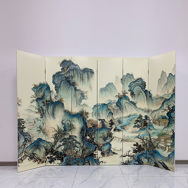 New Chinese-style Classical Painted Screen Hotel Villa Household Pure Hand-painted Folding Screen Room Divider