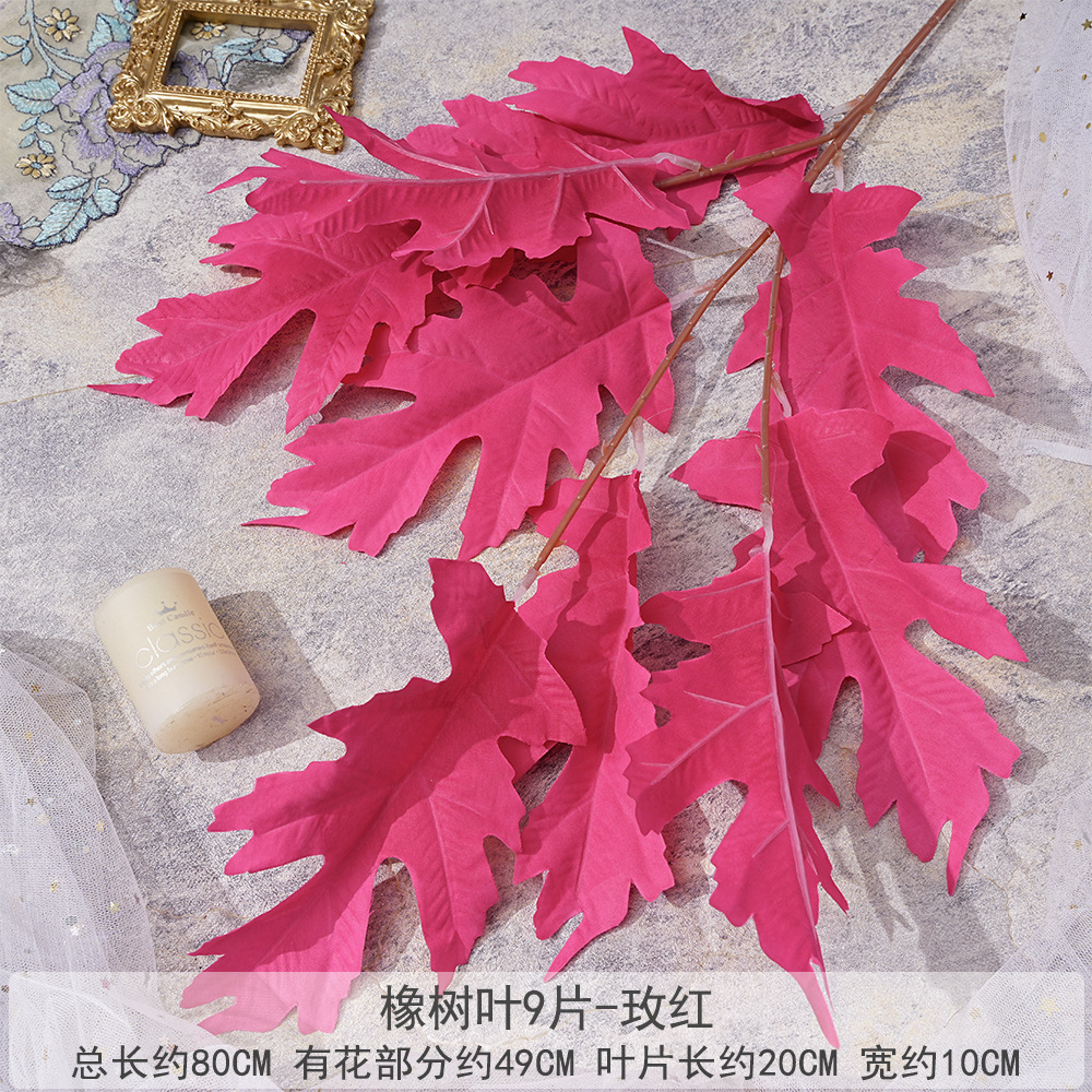 FS-Feuilles de chêne (9 pièces)-Rose rouge