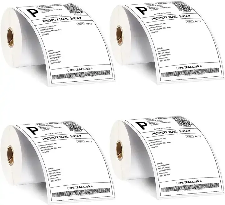 Aangepaste Grootte Waterdichte Krasbestendige Label Sticker Barcode Print Airway Express Factuur Verzending Thermisch Label