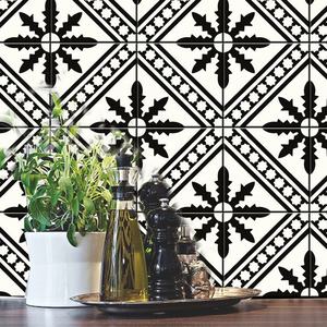 Azulejo Blanco y Negro Nórdico 200x200 Azulejo de piso pequeño Azulejo Retro - Product Image 5