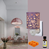 Diffuseur de parfum électrique mural en métal avec découpe florale, chauffe-cire, veilleuse et aromathérapie très parfumée pour la maison