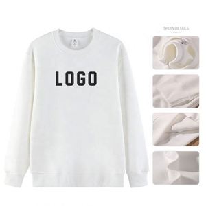 2024 Oem Blank French Terry Fleece Crewneck Oversized Sweatshirt Luxury Men's <b>Drop</b> Shoulder Hoodies Solid 100% Cotton Autumn - Product Image 5