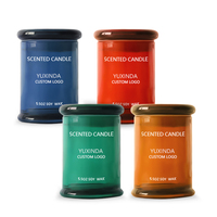 Vente en gros Boîte de pots de bougies parfumés multicolores Emballage de bougie de luxe en verre rond avec couvercles en verre