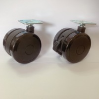 Roulette en PU double de 60mm avec serrure, livraison gratuite, roues de lit à ponceuse, fournitures de meubles en plastique, 2.5 pouces