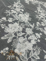 DELACE MY Dentelle florale luxueuse avec perles mécaniques et paillettes brillantes pour robe de mariée