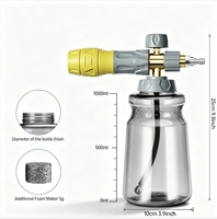 Canon à mousse haute pression 1000 ml, raccord rapide 1/4, cœur en aluminium, pistolet à mousse réglable, lance à mousse pour lavage de voiture