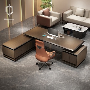 Meja kayu Boss meja <span class=keywords><strong>High</strong></span>-<span class=keywords><strong>end</strong></span> ringan presiden mewah Modern kombinasi kursi meja Modular 2 laci baru Cina - Product Image 4