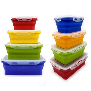 Contenedores de almacenamiento de alimentos sin BPA de 420ml, fiambrera plegable para preparación de comidas, caja de almacenamiento de alimentos plegable, contenedores de aperitivos Bento - Product Image 3