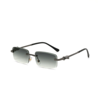 Lunettes de soleil Partagas Fashion Fancy Designer avec logo personnalisé, sans monture, rectangulaires, tête de léopard avec strass, UV400