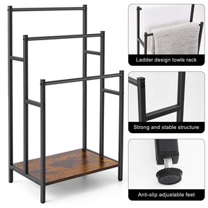 <span class=keywords><strong>Portasciugamani</strong></span> Multifunzionale in Metallo e MDF, Scaffale Minimalista Autoportante, Supporto Multiuso per Asciugamani per <span class=keywords><strong>Bagno</strong></span> e Camera da Letto - Product Image 2