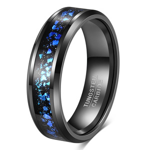 Anillo de Carburo de Tungsteno de 6 mm con Incrustaciones Azules, Anillo de Boda para Hombre, Joyería de Moda - Product Image 2