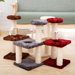 Pipi Tao Cat Tree Three Tier Sisal <b>Scratch</b> <b>Post</b> Gray Brown Durable Simple Design For Cats - Product Image 3