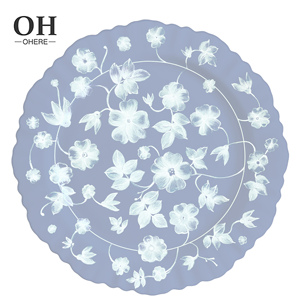 Service de vaisselle en porcelaine fine vintage bleue Ouhe, assiettes irrégulières, location de mariage, vaisselle en céramique, vente en gros - Product Image 2