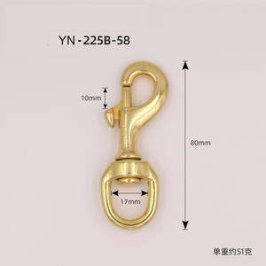 DWDP 75mm * 14mm latón redondo anillo giratorio ganchos a presión para collar de correa de perro - Product Image 5