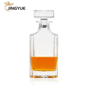 China 750Ml 25Oz Custom Vierkante Crystal Liquor Wodka Whisky Glazen Karaf Met Glazen Stop Voor Whisky Wijn Brandewijn