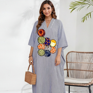 <span class=keywords><strong>Abito</strong></span> <span class=keywords><strong>Lungo</strong></span> Estivo 2026 Nuova Moda a Righe Stile <span class=keywords><strong>Etnico</strong></span> Africano Stampato da Donna Taglie Forti Casual - Product Image 4