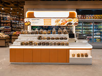 Op maat gemaakte supermarkt snackshop ontwerp, bulkvoedsel displayschappen, winkelinrichting, LED-balie's, turnkey winkelinrichting