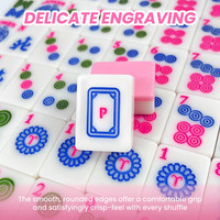 Jeu de Mahjong américain de luxe pliable de 1,2 pouce, 166 pièces, sans odeur, tuiles roses et blanches, non toxiques, emballage personnalisé avec logo