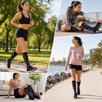 Chaussettes de compression hautes pour femmes, motif patte de chien mignon, 2 paires, respirantes, tricotées, pour le sport, les voyages et le quotidien