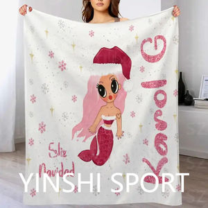 YINSHI nuevo diseño Navidad <span class=keywords><strong>Karol</strong></span> <span class=keywords><strong>G</strong></span> Bichota temporada sublimación franela polar viaje mantas de Navidad - Product Image 5