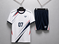 Ensemble de maillots de football personnalisés unisexe, respirant, 100% polyester, imprimé par transfert thermique, manches courtes, uniforme de football, nom du joueur de l'équipe