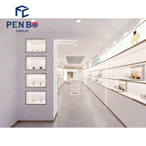 Sang trọng nước hoa màu trắng hương thơm cửa hàng trưng bày tủ với dấu vàng cao cấp nước hoa Arabic kiosk Showcase cho trung tâm mua sắm - Product Image 5