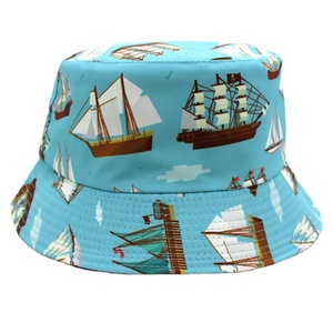 Custom Sublimation Cartoon 100% Cotton Bucket <b>Hat</b> for Men Women White Outdoor Beach Fishing Cap Unique Argyle Leaf Patterns Logo - Product Image 1