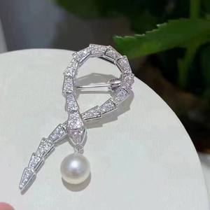 Broche de mode en perles d'eau douce de 7-8 mm, bijoux de poitrine, perles de Zhuji, broches Hao Shi incrustées, fleur de poitrine - Product Image 5